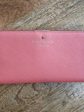 Kate Spade New York Wallet Bifold Coral Saffiano Leather Snap Large